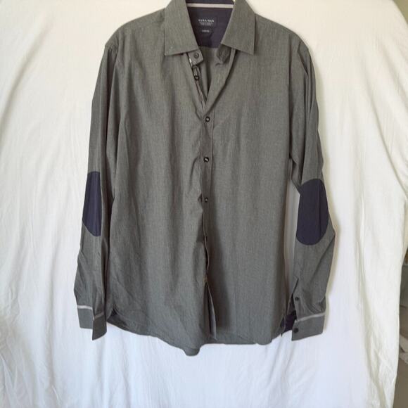 ZARA MAN Dress Shirt Elbow Patch Y2K Millennial Dark Academia - Picture 1 of 8